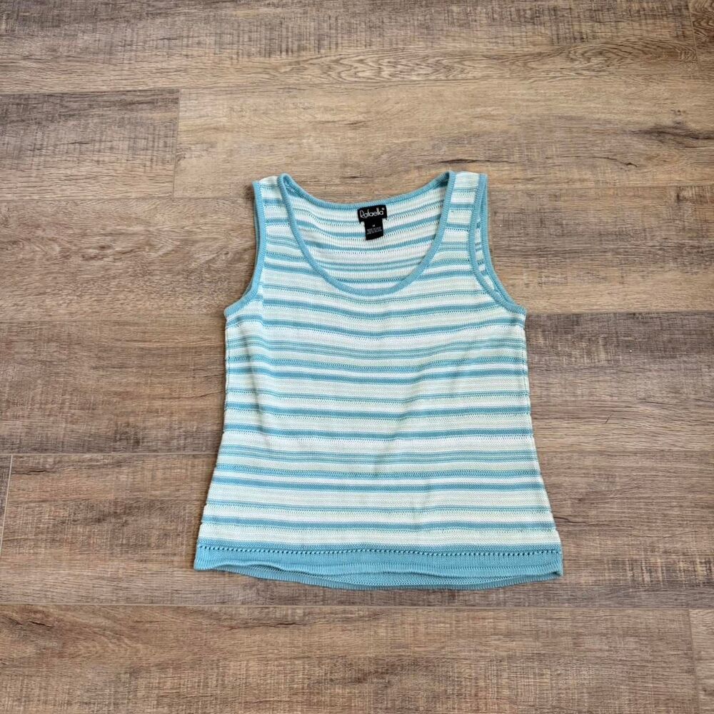 Blue and White Striped Cottagecore Summer Sweater Tank Size M